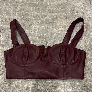 NEVER WORN LEATHER CROP TOP